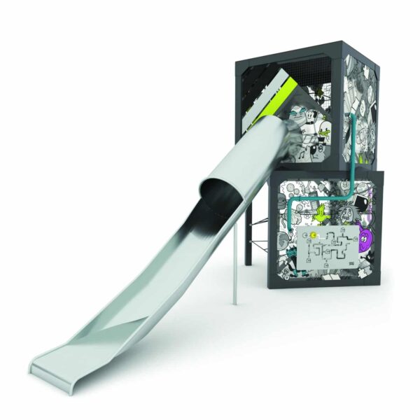 Dubbele speelcubus met buisglijbaan (QB2503)
