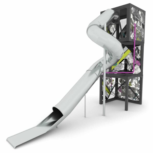 Trippel speelcubus met buisglijbaan (QB2504)