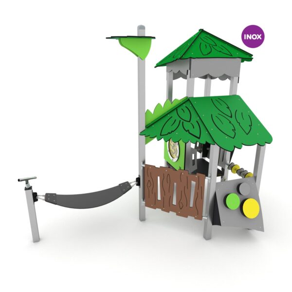 Jungle toren met speelhuis en hangmat (JL3201 RVS)