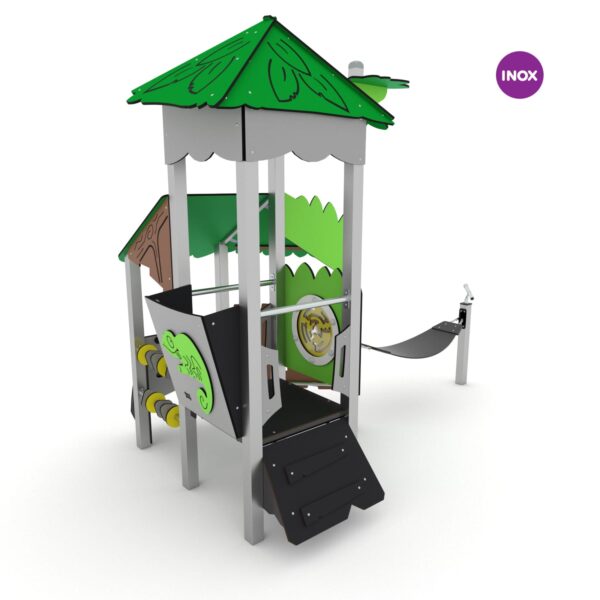Jungle toren met speelhuis en hangmat (JL3201 RVS) - Afbeelding 2