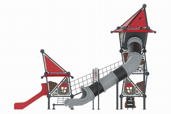 Dubbele glijcombi met buisglijbaan  (WH1005) - Afbeelding 2
