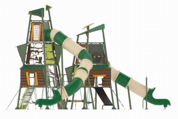 Dubbele glijtoren XL met buisglijbaan  (AB0106)